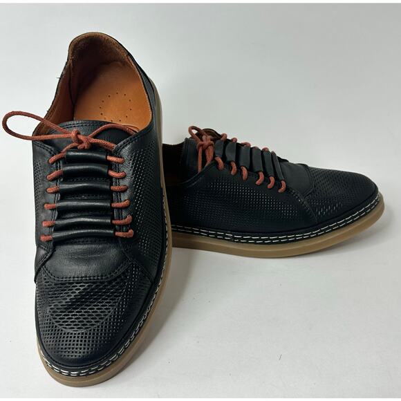 Cools 21 Women's Oscar Hidden Lace Perforated Leather Sneakers  Black  US 8.5 - Picture 3 of 8